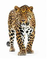 Jaguar walking on white background photo