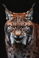 A close up of a lynx with its eyes open photo