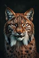 A close up of a lynx with its eyes open photo