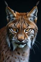 A close up of a lynx with its eyes open photo