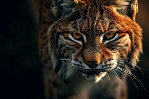A close up of a lynx looking at the camera photo