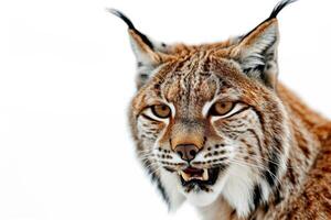 A close up of a lynx with its mouth open photo