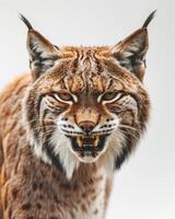 A close up of a lynx with its mouth open photo