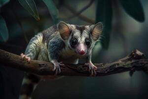 A small animal is sitting on a branch photo