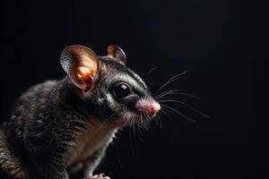 A sugar glider on a black background photo