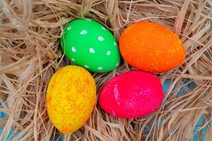 Multi-colored Easter eggs. photo
