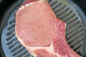 Raw pork steak. photo