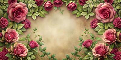 A beautiful bouquet of red roses with green leaves. The roses are arranged in a circular pattern, with some roses overlapping each other. photo