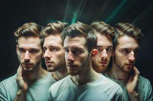 Human heads as a symbol of the split consciousness of a criminal, liar or schizophrenic. photo