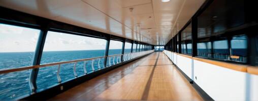 The deck of a cruise ship with the ocean in the background photo
