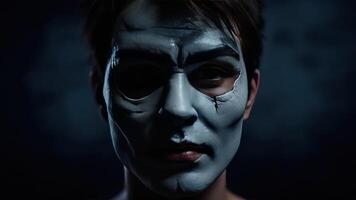 A woman with white paint on her face photo