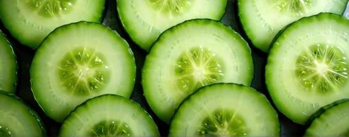 A close up of sliced cucumbers photo