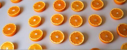 Sliced oranges on a table photo