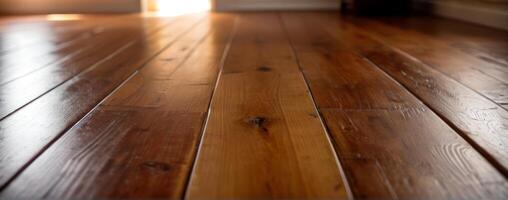 A close up of wood floors with sunlight shining on them photo