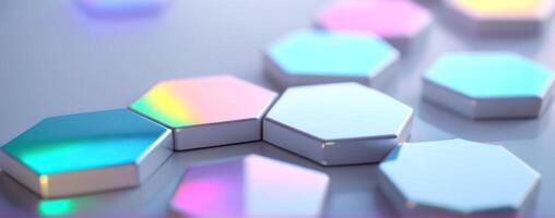 A group of colorful hexagons arranged on top of each other photo