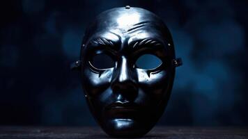 A black mask with dark blue background photo