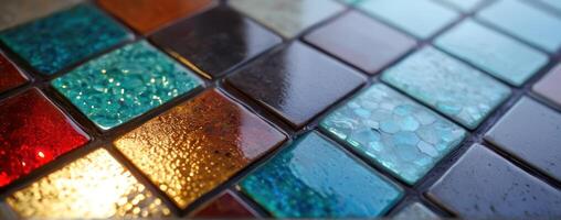 A close up image of colorful glass tiles photo