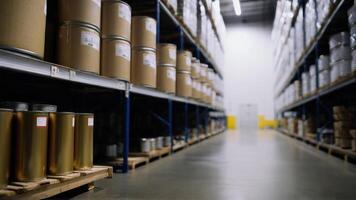 A warehouse full of jars and barrels photo