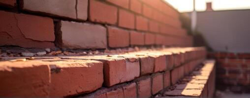 An image of a brick wall with the sun shining on it photo