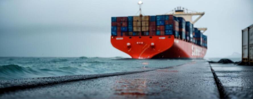 A large container ship in the ocean photo