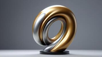 A gold and silver sculpture is on display photo