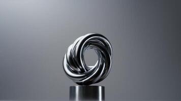 An image of a silver twisted metal sculpture photo
