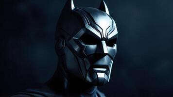 A batman mask is shown in the dark photo