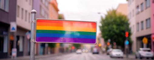 An lgbt flag on a street in sweden photo