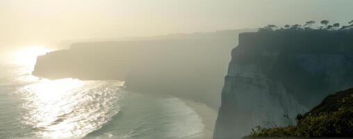 A cliff overlooking the ocean photo
