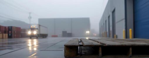 A wooden pallet on the ground photo