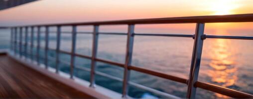 The deck of a cruise ship at sunset photo