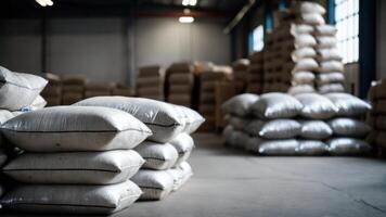 Sacks of flour in a warehouse photo