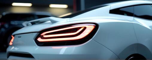 The tail light of a white car photo