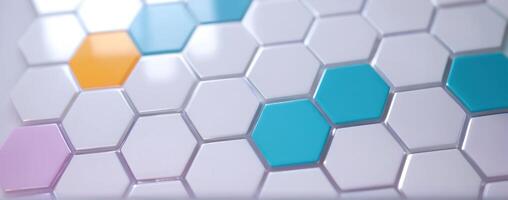 A close up image of hexagonal tiles in different colors photo