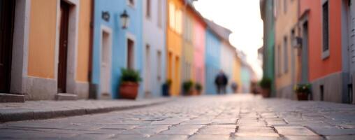 A street with colorful houses in the background photo