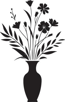 Flower in vase silhouette stock . Illustration