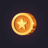 Casual game icon with star symbol. Isolated golden coin. GUI UI for web, game or app. Interface element. Pirate treasure vector