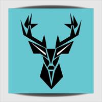 A minimalist, geometric logo featuring the head of a stag designed with clean, angular lines vector