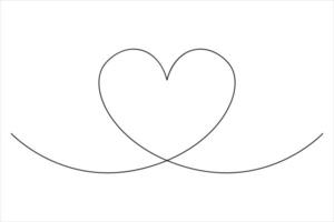 Continuous one line Heart outline art illustration vector