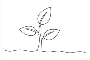 Continuous one line palm tree drawing Isolated on white background art illustration vector
