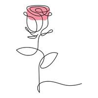 Beautiful rose flower continuous drawing single line art vector