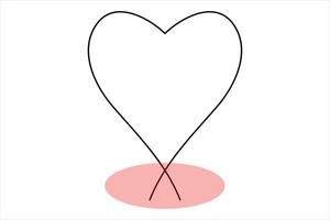 Continuous one line Heart outline art illustration vector