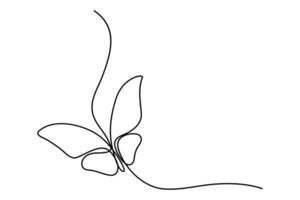 Continuous one line butterfly outline isolated on white background vector