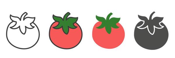 Tomato in different styles. Tomato icons. A set of different tomatoes. vector