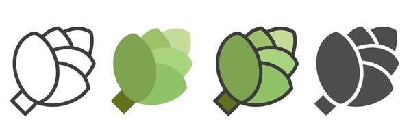 Artichokes in different styles. Artichoke icons. Set of artichokes. A variety of artichokes. vector