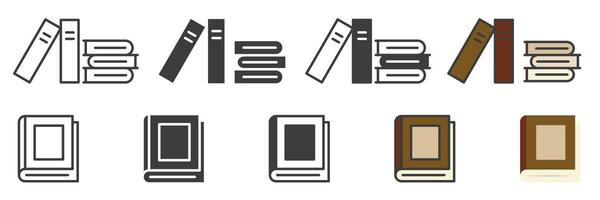 Books for learning. Library. A collection of literature in the library in different styles. vector