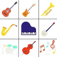 A colorful set of musical instruments. Image of musical instruments for jazz and blues. vector