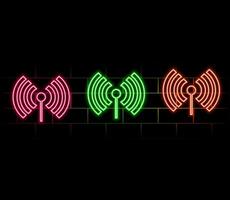 signal wifi sign neon effect. Fully effect without raster effects. Editable color vector
