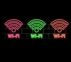 Wi-Fi icon neon effect, signal, symbol, connect, internet, vector