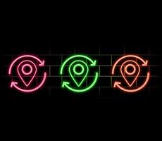 Glowing neon light location icon. Location symbol glowing on dark. vector